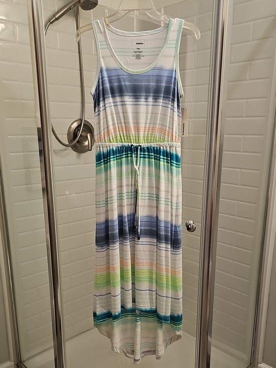 Sonoma Goods For Life Dresses & Skirts - Sonoma Striped Tank Drawstring Maxi Dress in Blue, Green, White. NWT.
